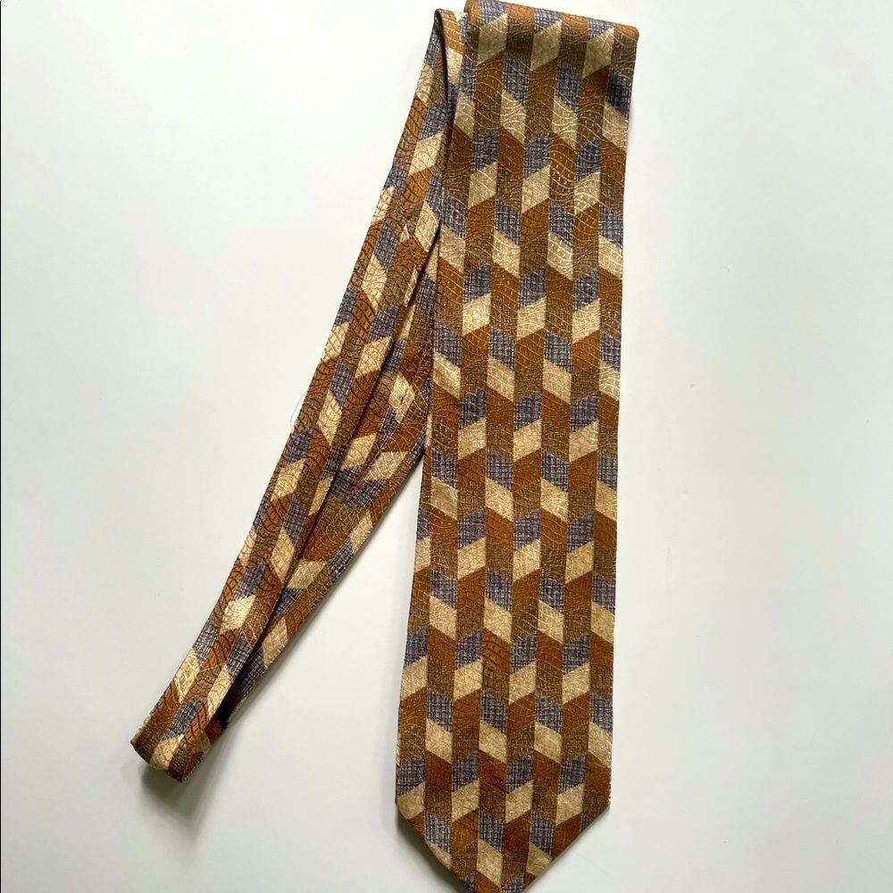 2/$25⚡️Today’s Man Tan Print 100% Silk Necktie 👔